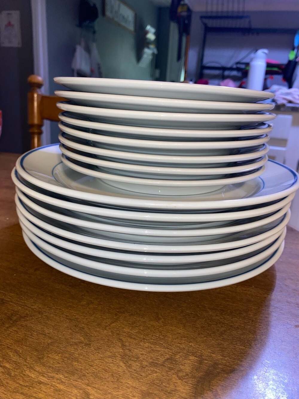 Alfoldi Porcelan Blue Band Dinner Plates Set of 15